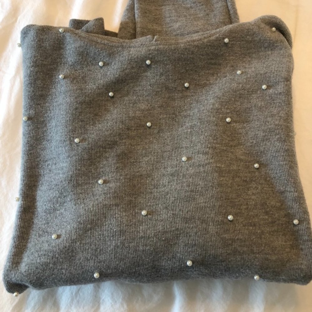 Grey Pearl studded hoodie